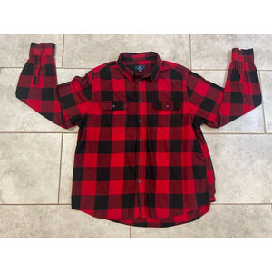 ""GEORGE LONG SLEEVE FLANNEL SHIRT RED & BLACK MENS SIZE XL""